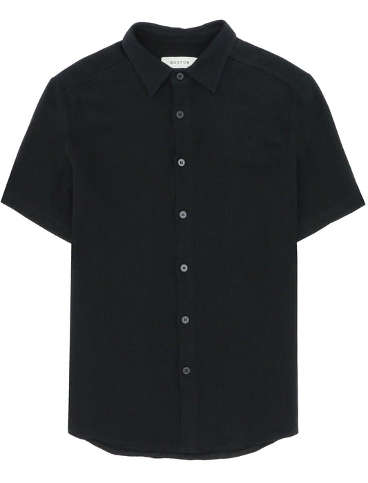 Noah Black Knit Short Sleeve Shirt