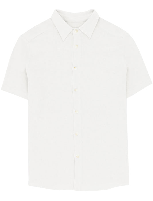 Noah White Knit Short Sleeve Shirt