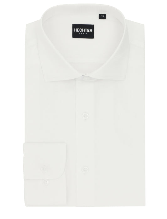 Jacque White Microcheck Cotton Business Shirt