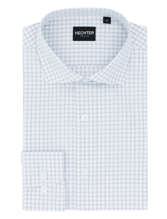 Jacque Blue Fine Check Cotton Business Shirt