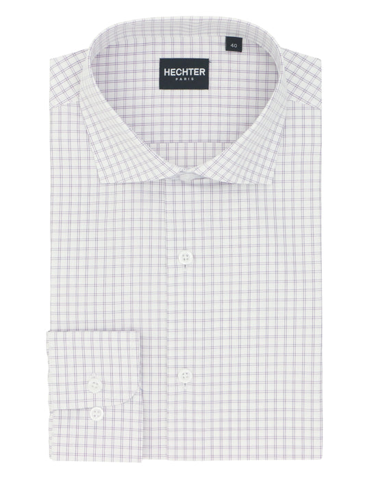 Jacque Purple Fine Check Cotton Business Shirt