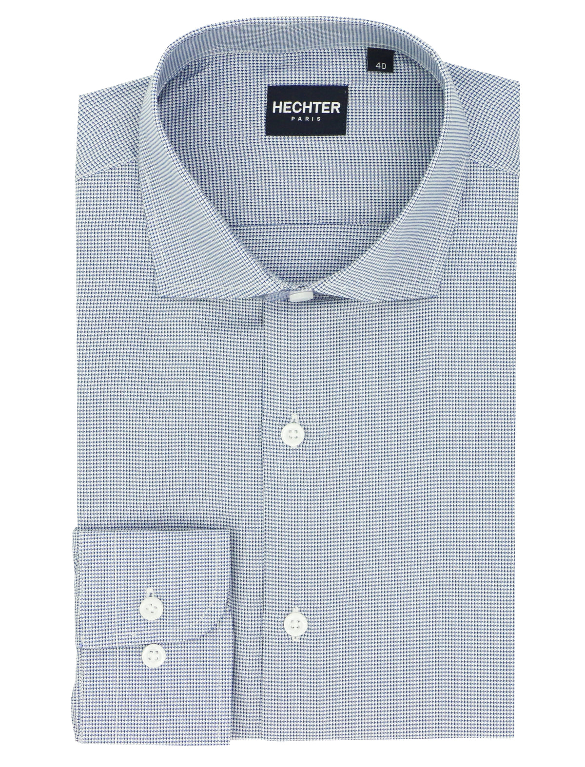 Jacque Navy Microcheck Cotton Business Shirt