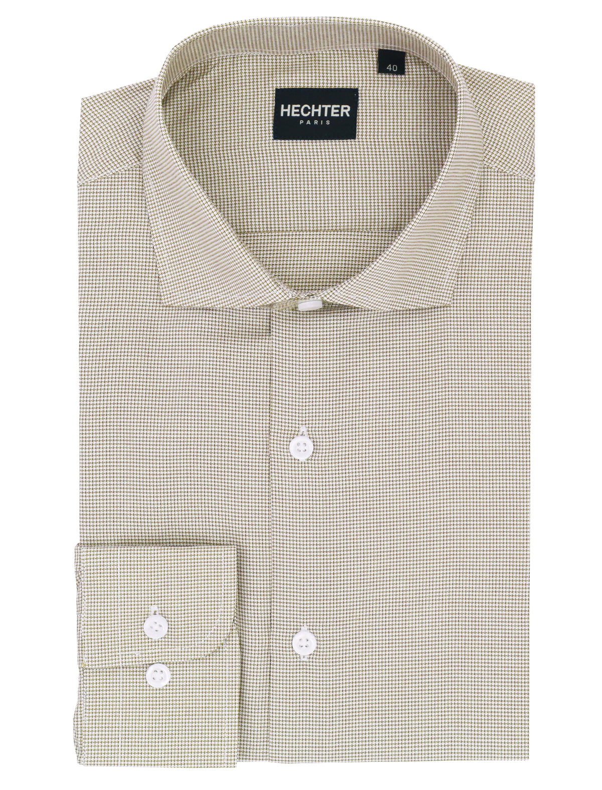Jacque Sand Microcheck Cotton Business Shirt