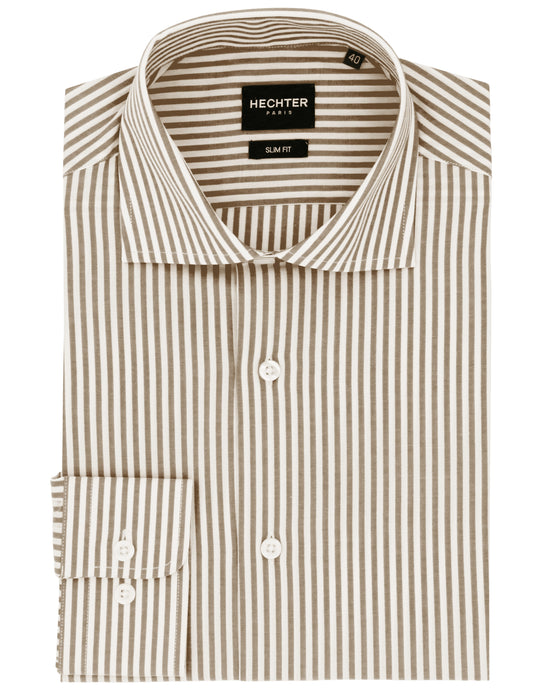 Jacque Brown Striped Cotton Business Shirt