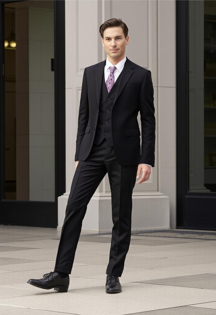 Lyon Black 106 Wool Trouser