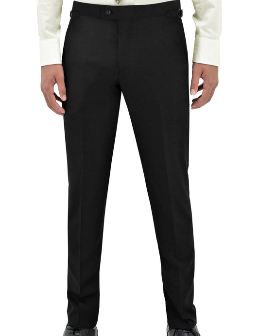 Monte 112 Black Side Tab Wool Stretch Trouser