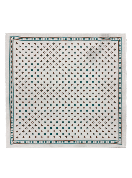 Alabaster Ivory Rosette Cotton Pocket Square
