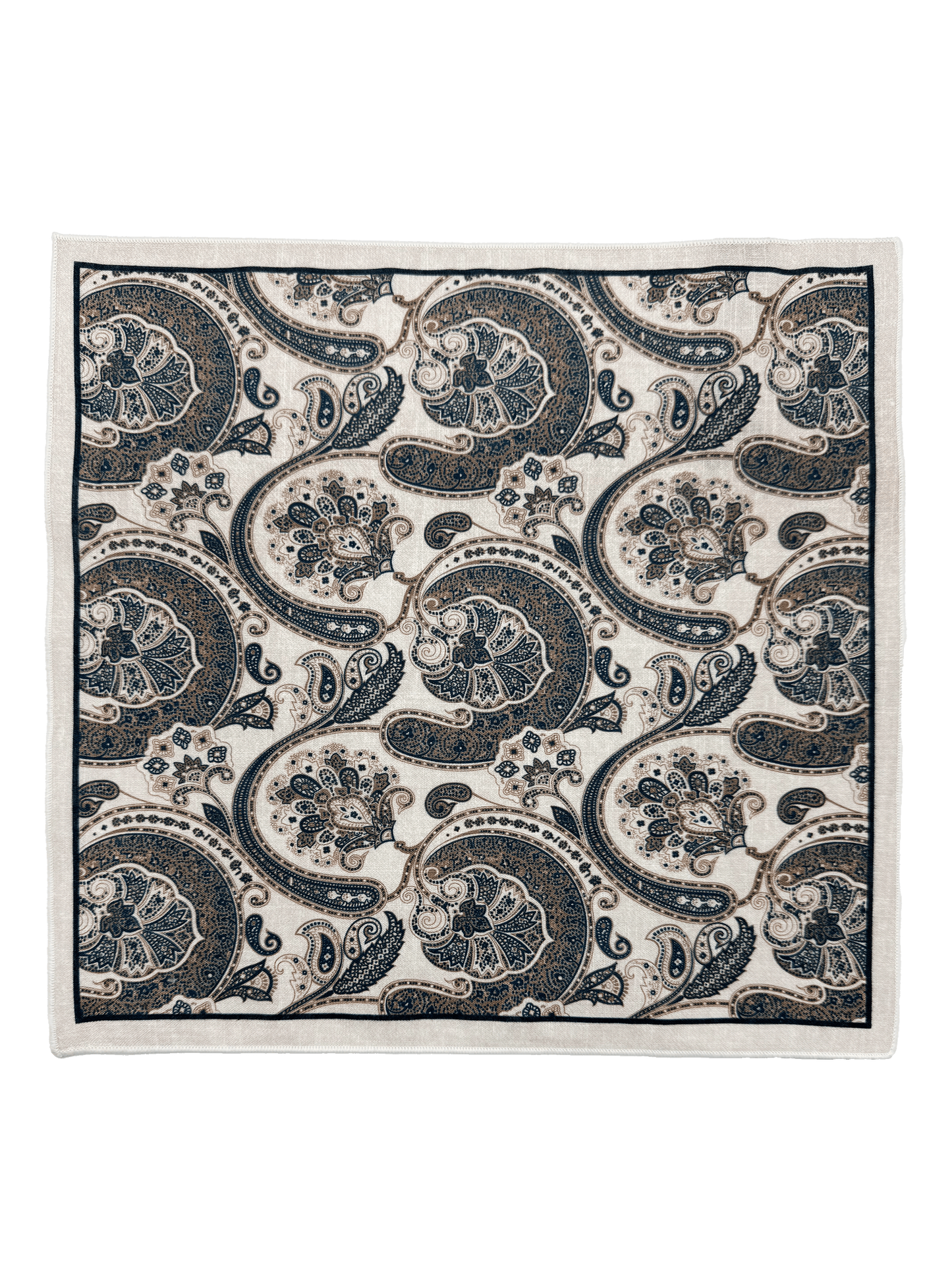 Alabaster Beige Paisley Cotton Pocket Square