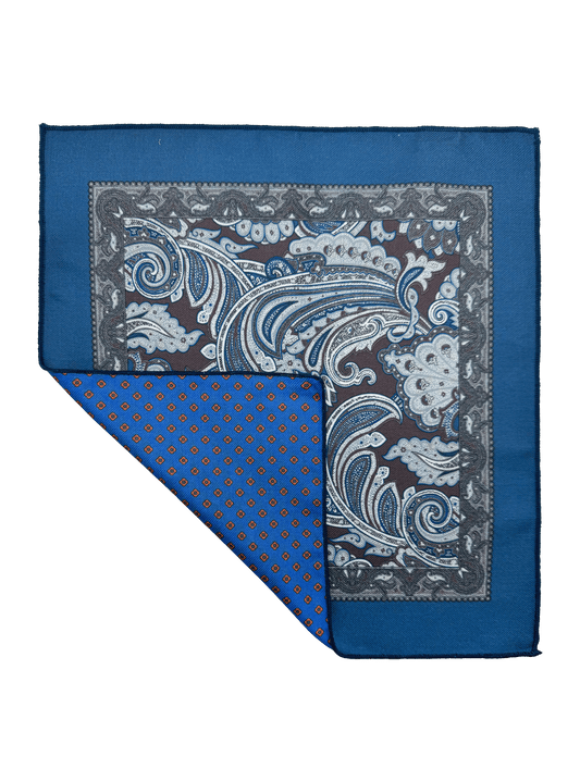 Soho Blue Reversible Pocket Square