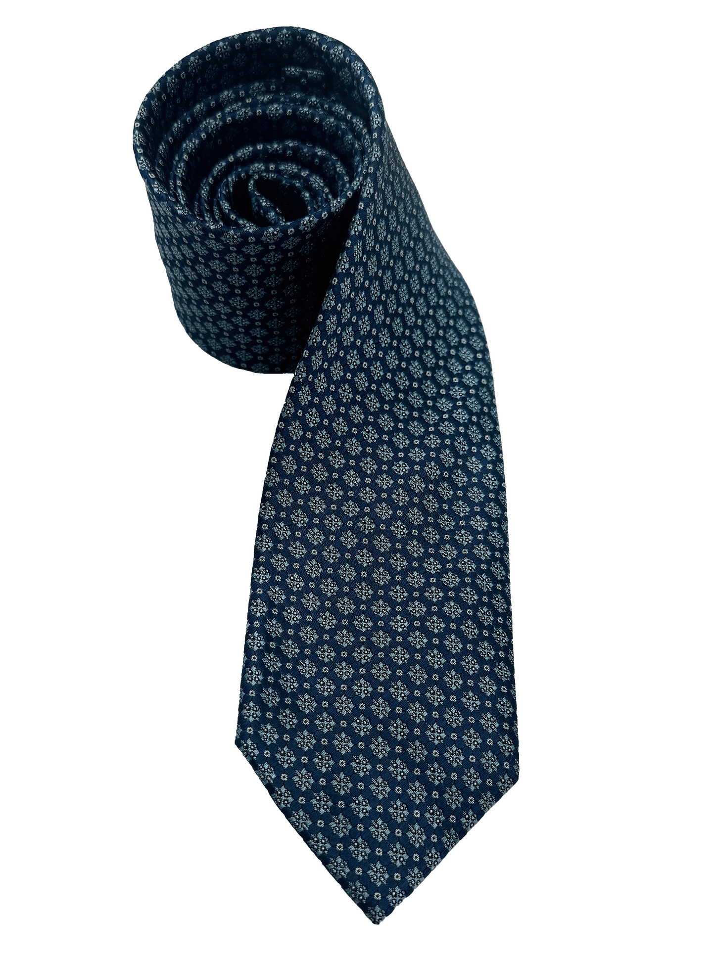 Blue Octagram Print Silk Tie