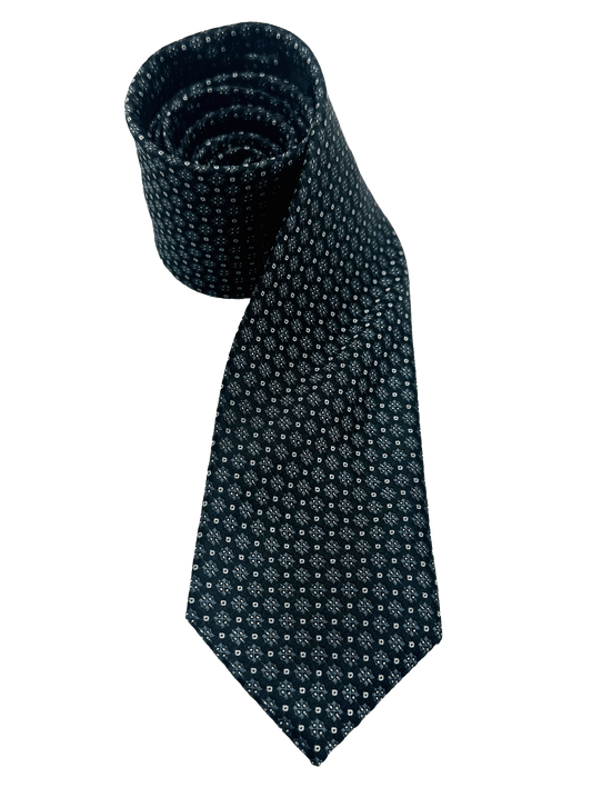 Black Octagram Print Silk Tie