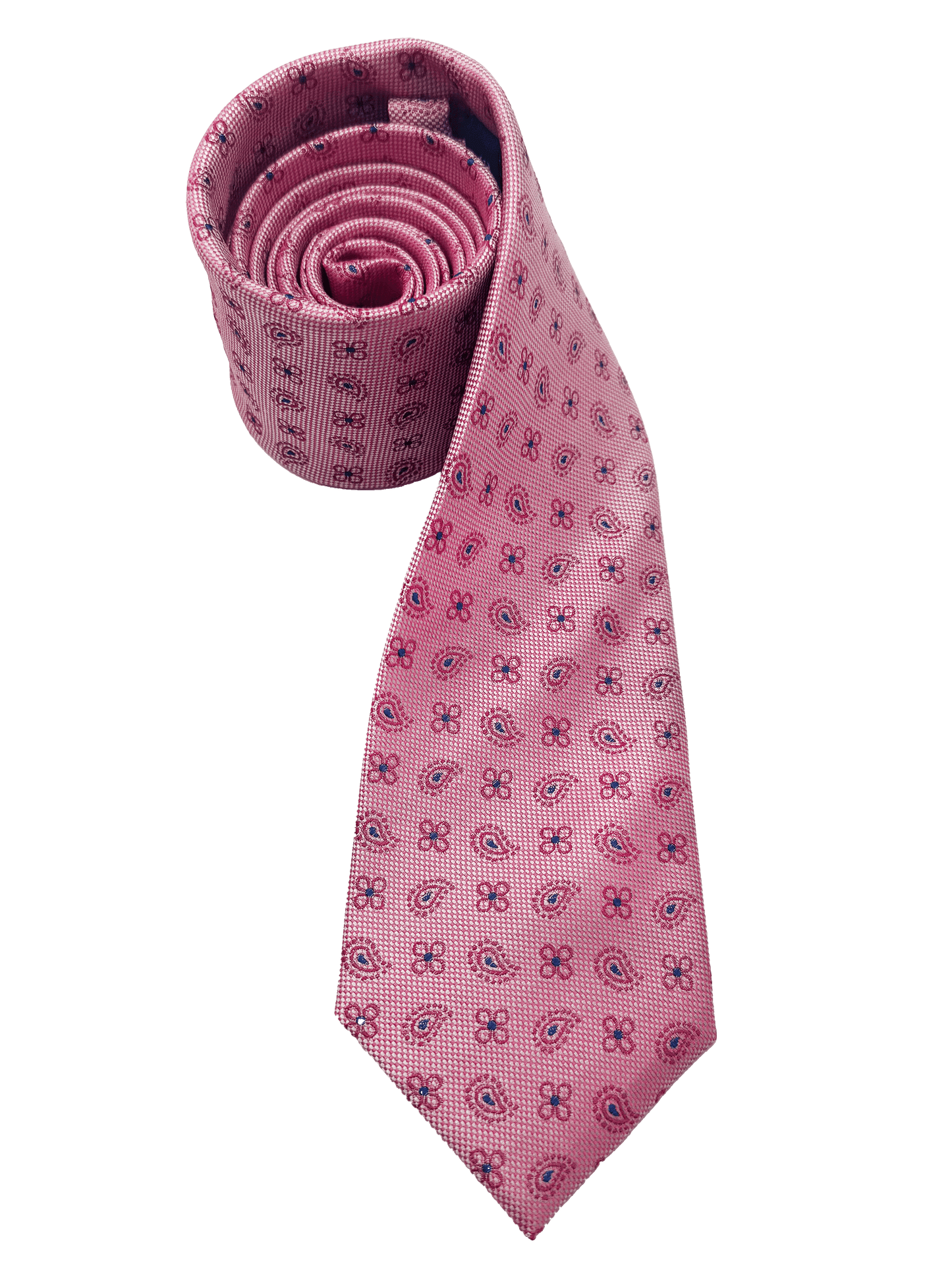 Pink Clover Paisley Print Silk Tie