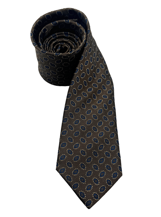 Brown Oval Print Silk Tie