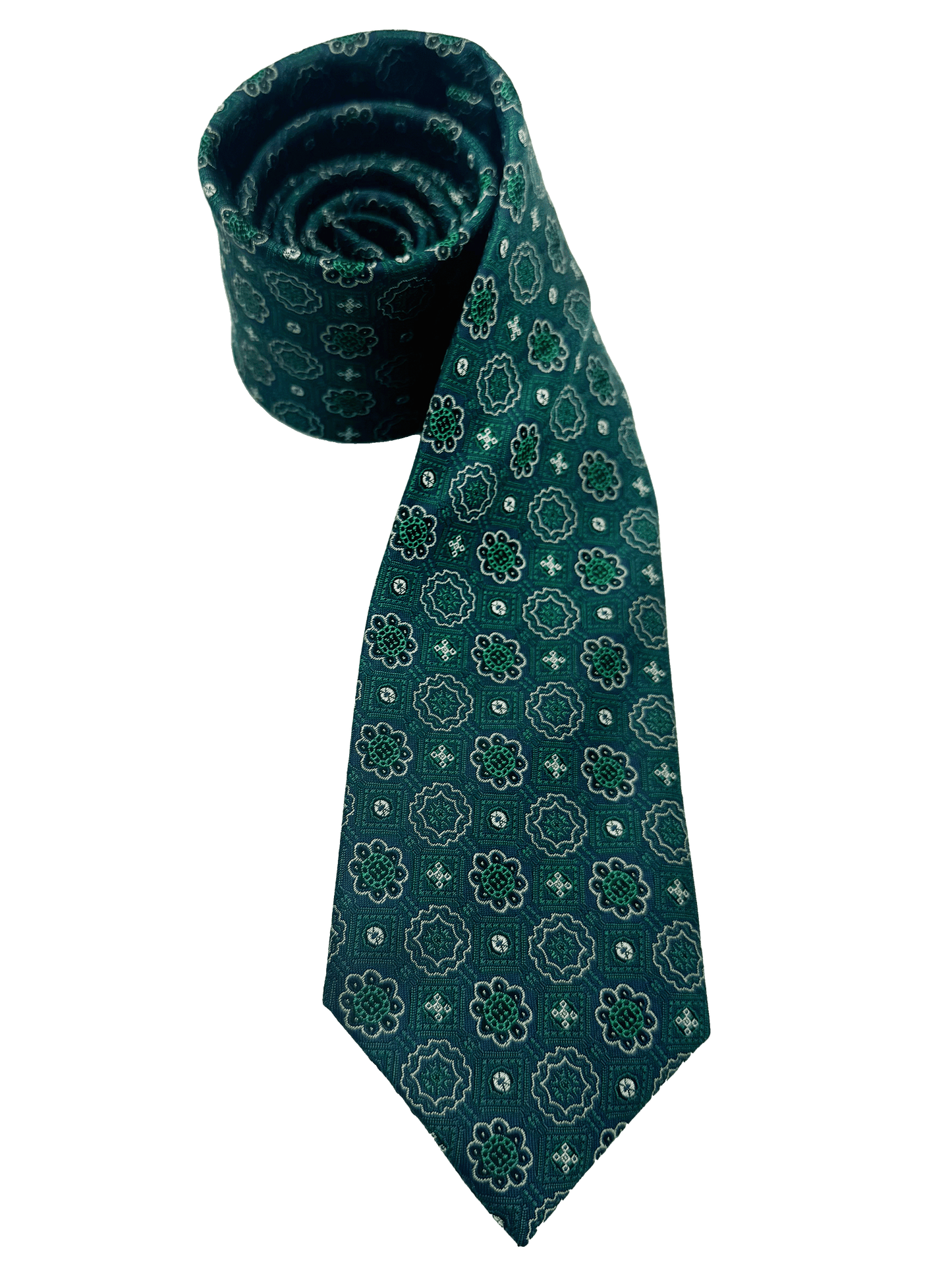 Green Tile Print Silk Tie