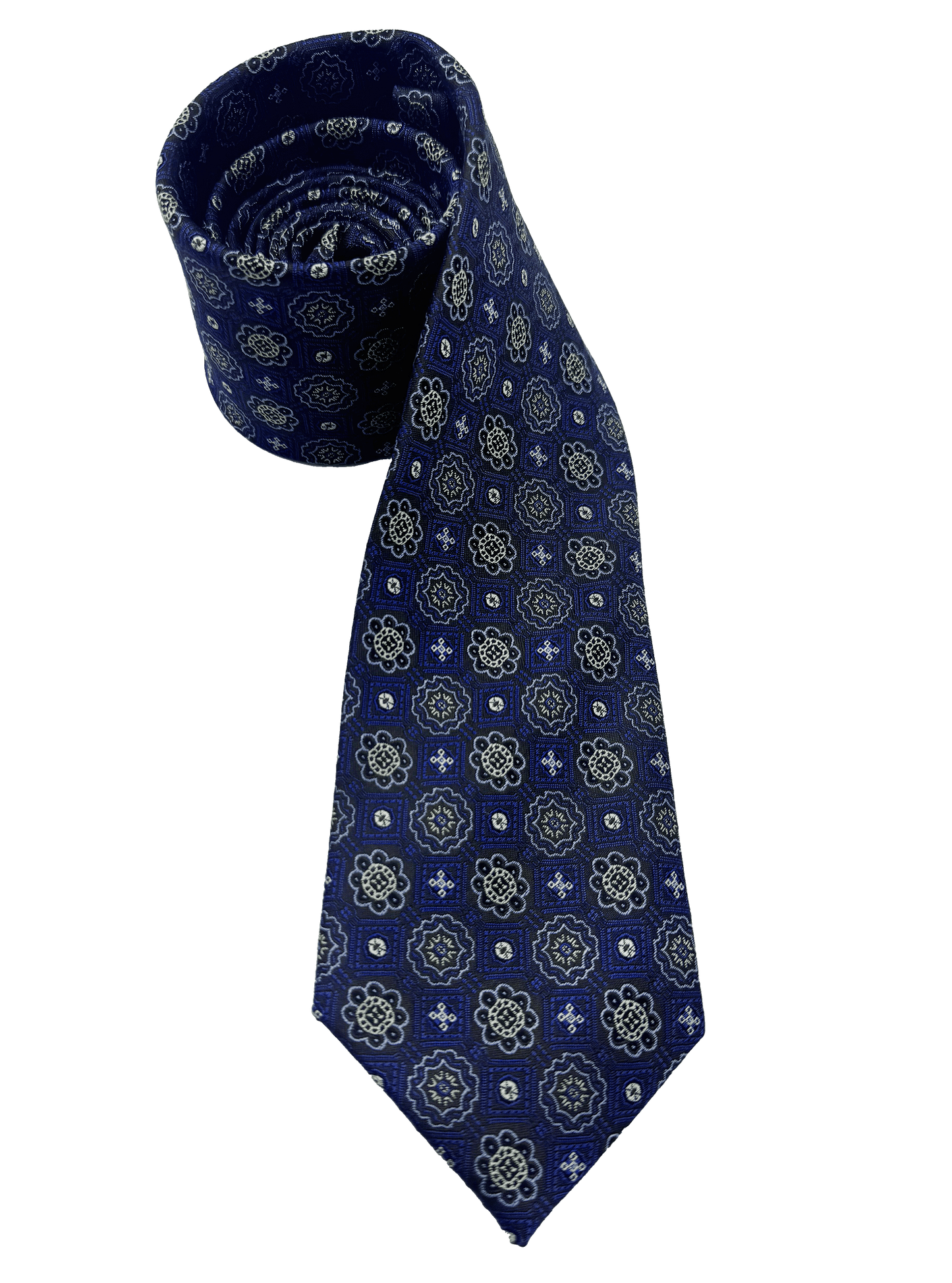 Blue Tile Print Silk Tie