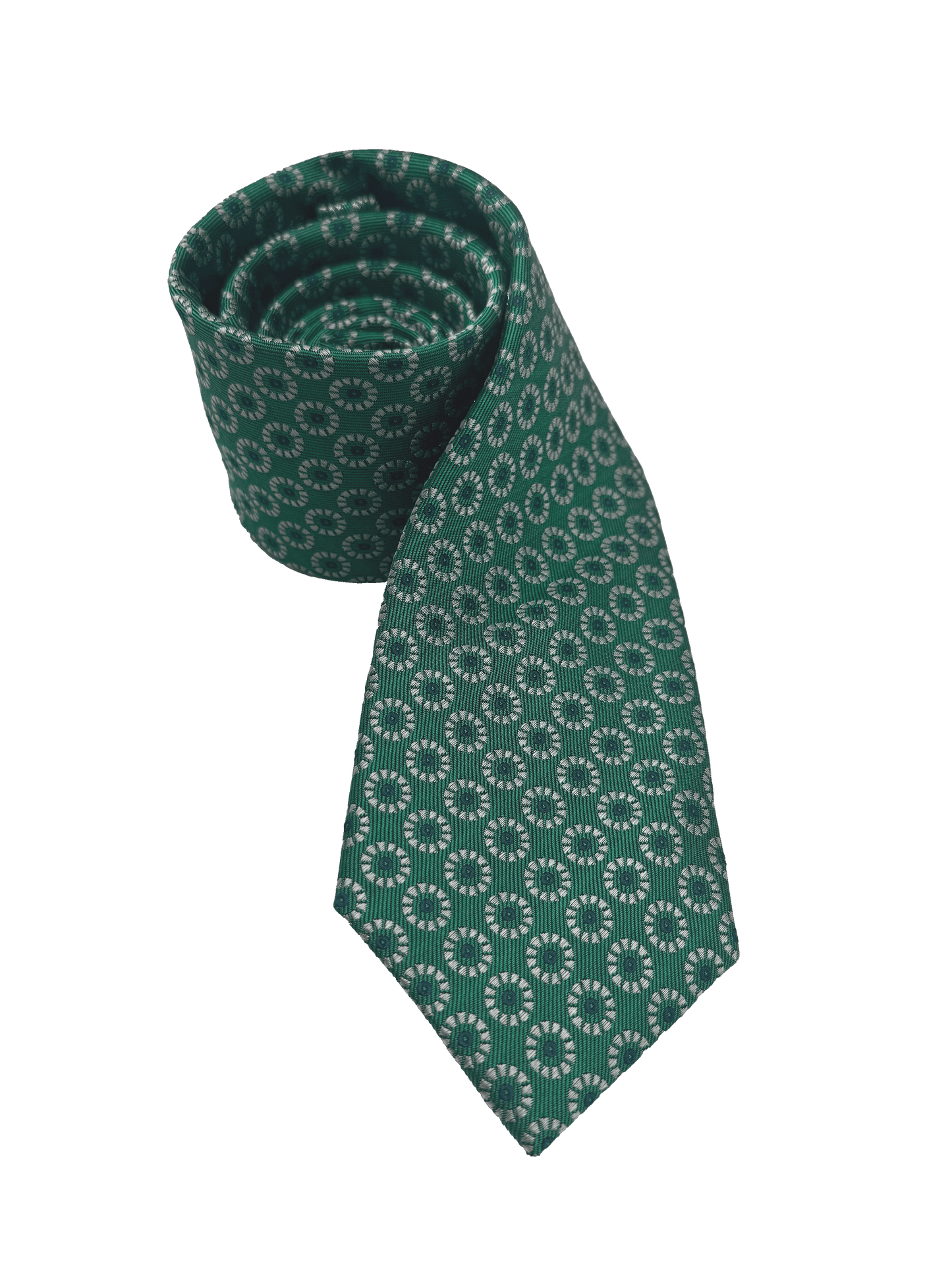 Green Circle Print Silk Tie