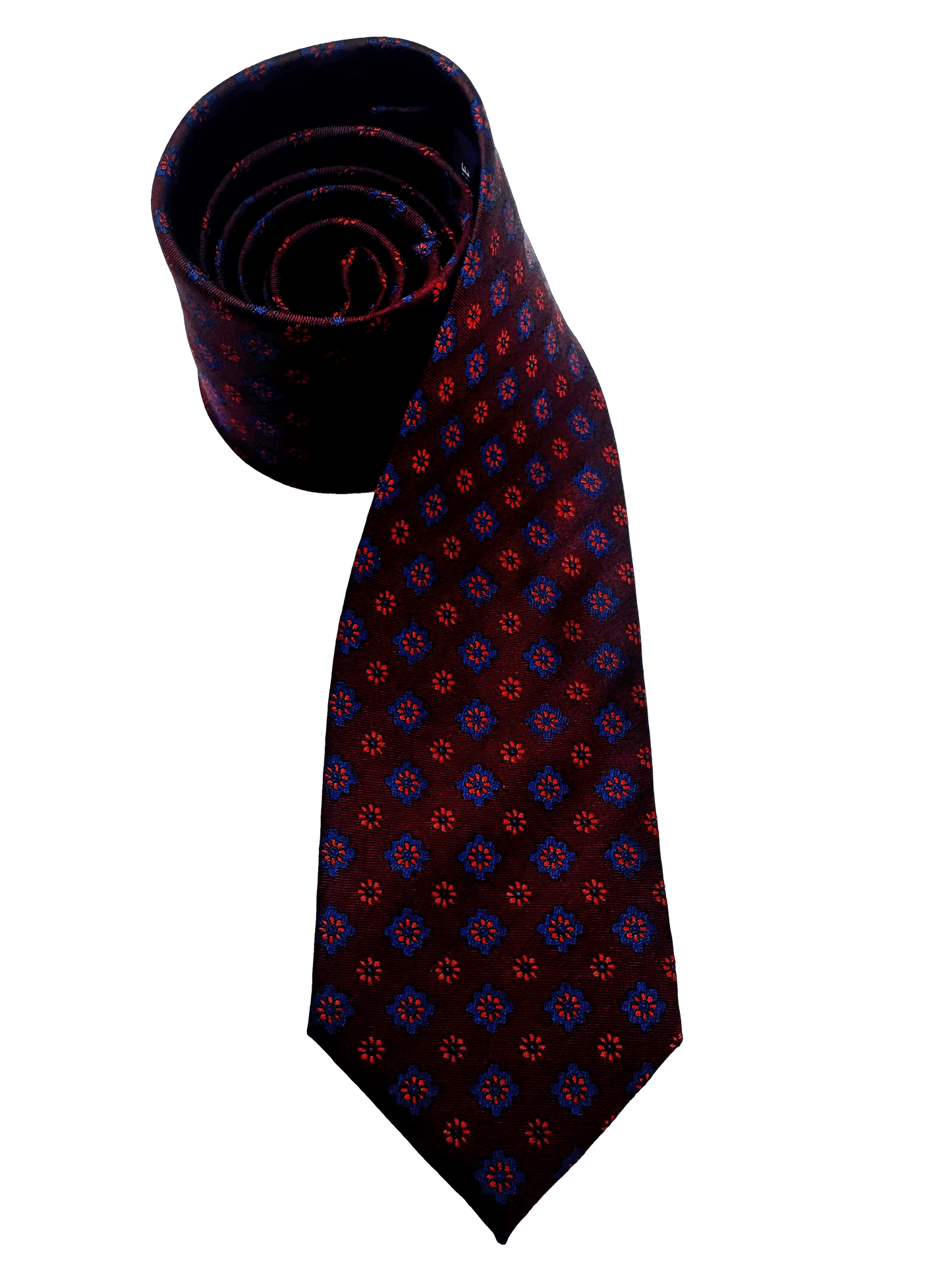 Red Octagram Floral Print Silk Tie