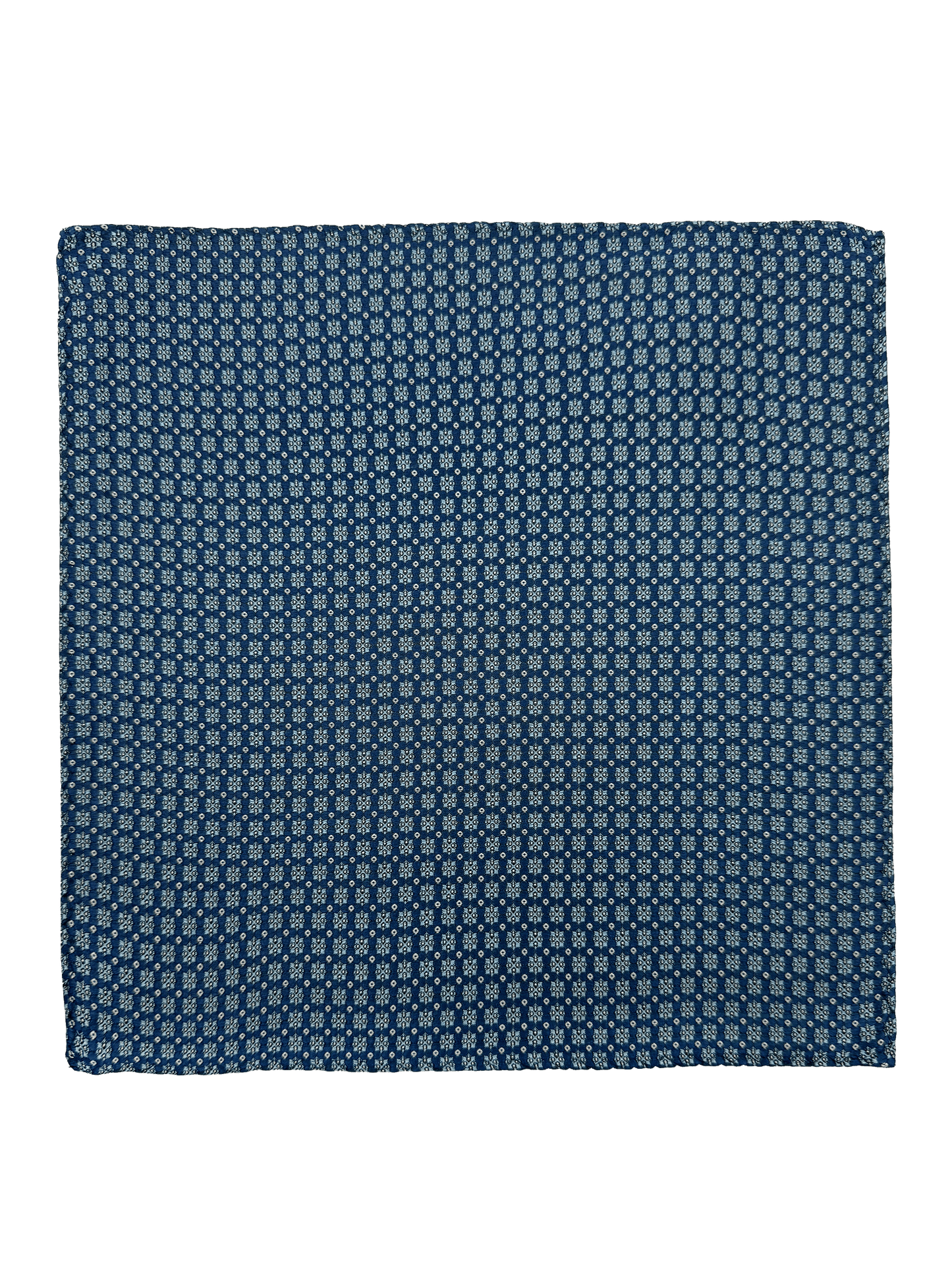 Blue Octagram Print Silk Pocket Square