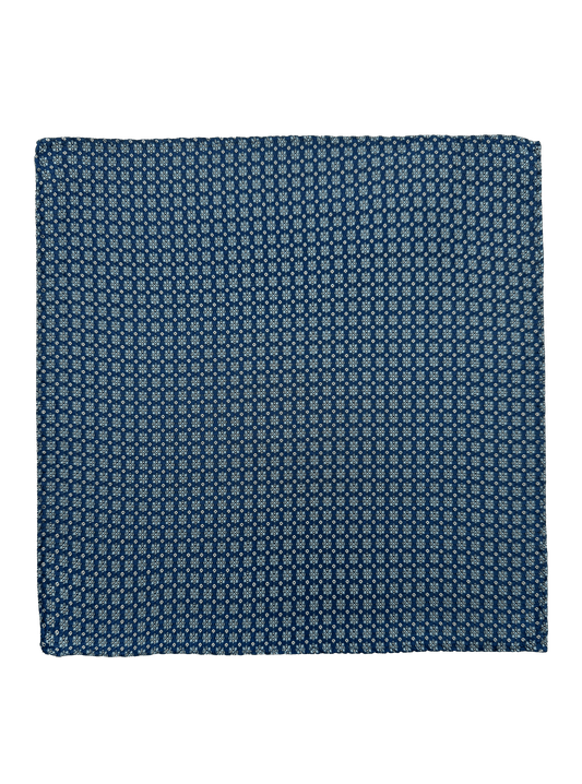 Blue Octagram Print Silk Pocket Square