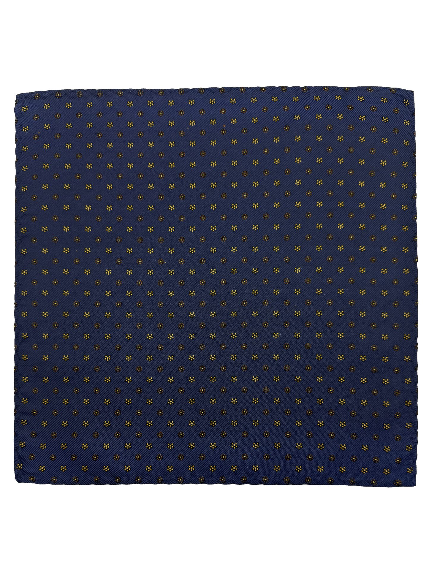 Navy Brown Floral Print Silk Pocket Square