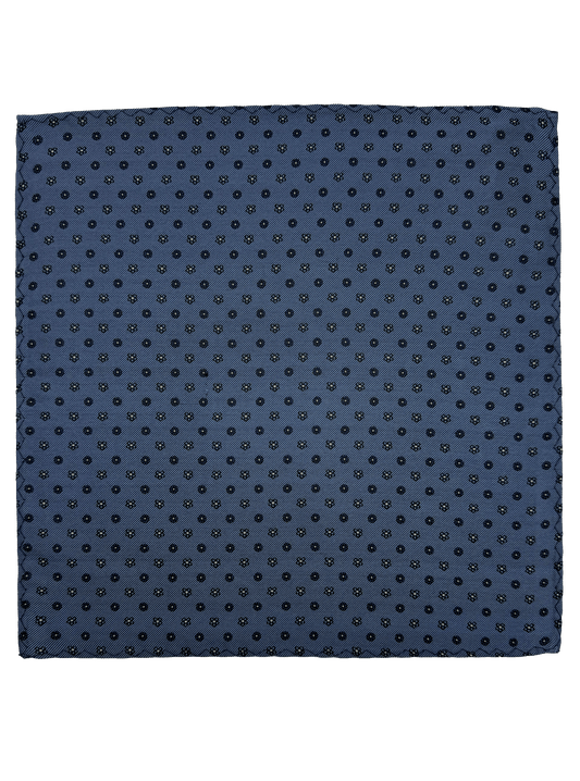 Blue Floral Print Silk Pocket Square