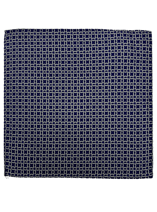 Navy Chainmail Print Silk Pocket Square