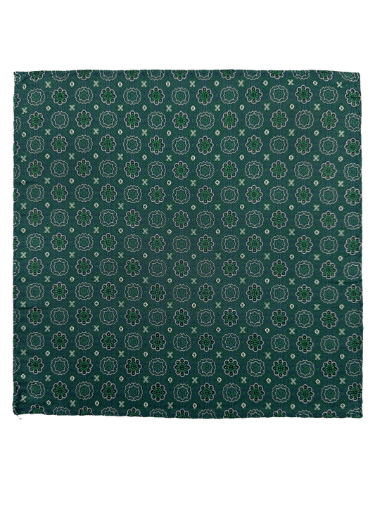 Green Tile Print Silk Pocket Square