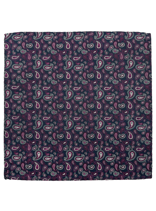 Purple Paisley Print Silk Pocket Square