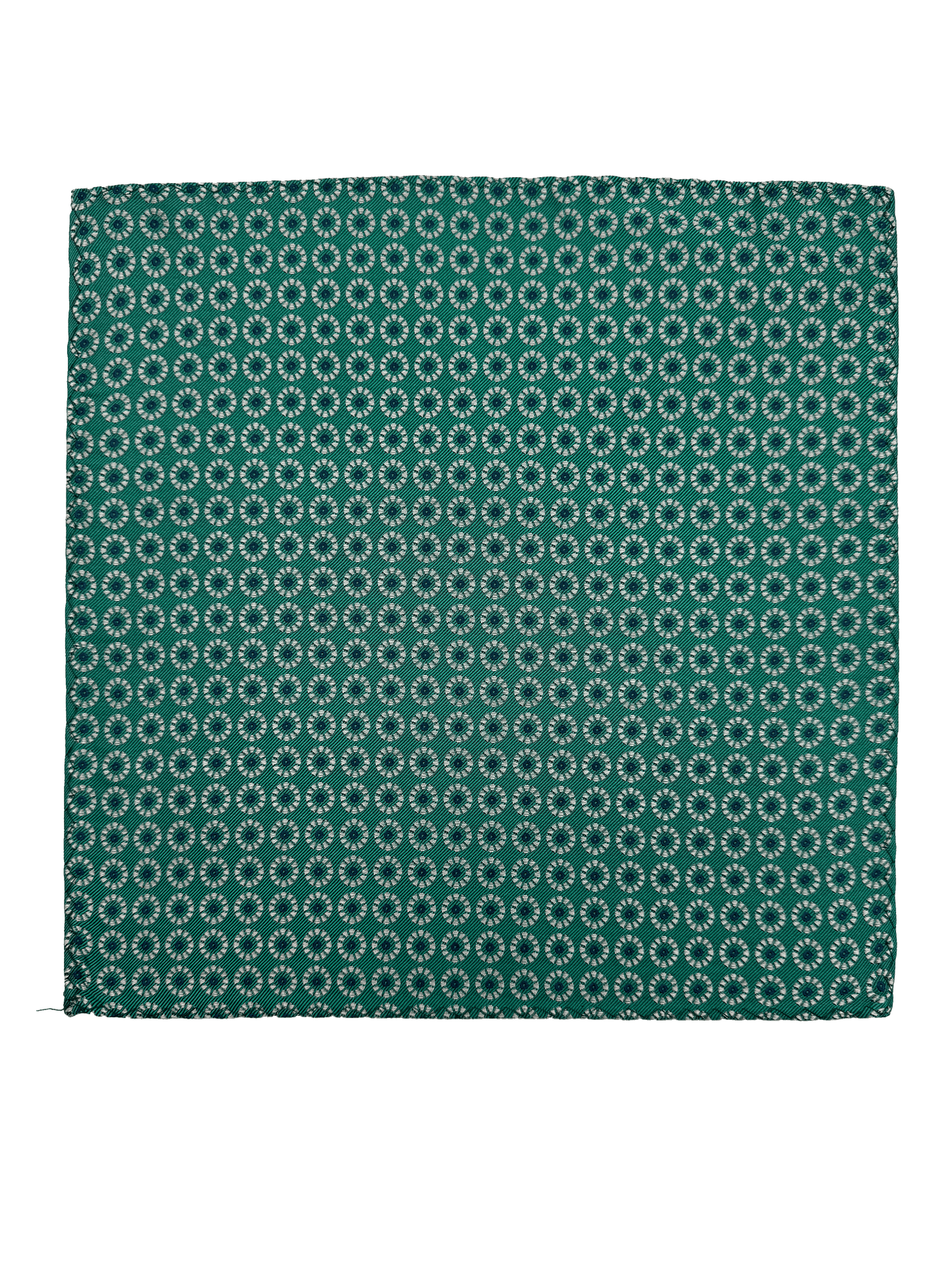 Green Circle Print Silk Pocket Square