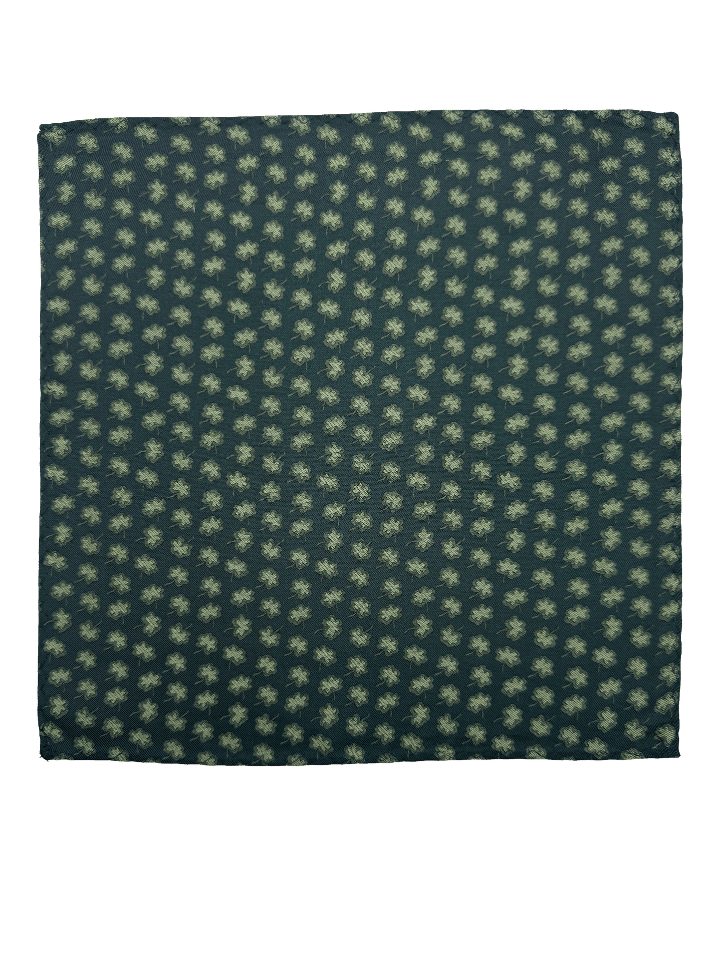 Green Floral Print Silk Pocket Square