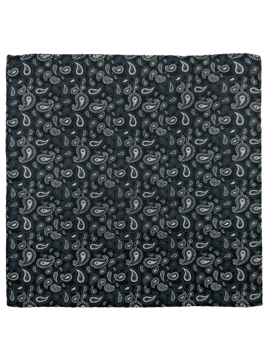 Black Paisley Print Silk Pocket Square