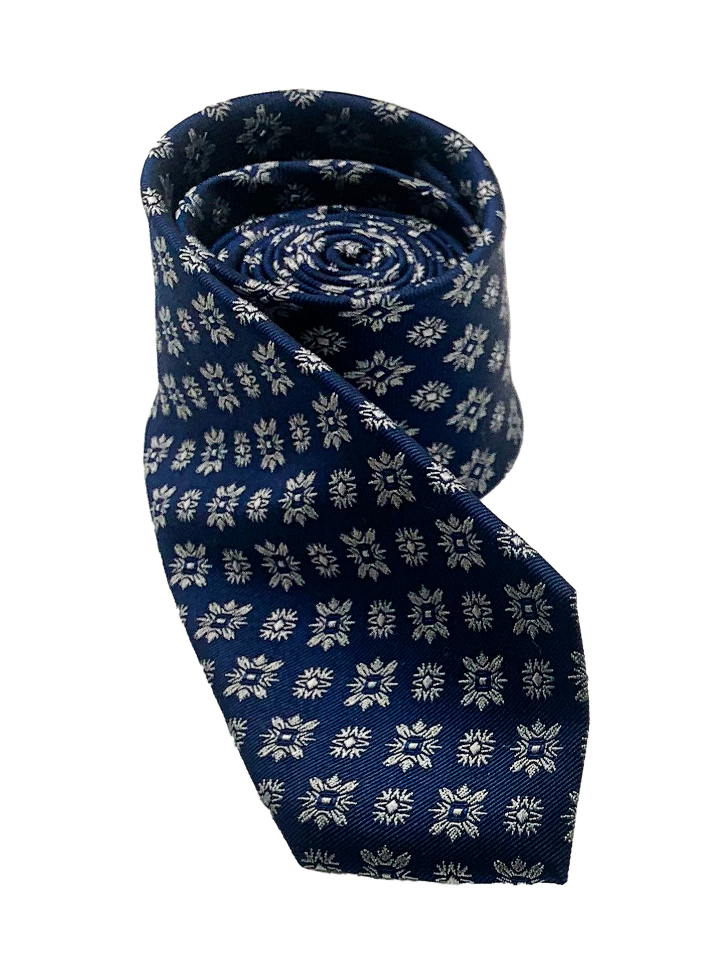 Navy Insignia Print Silk Tie