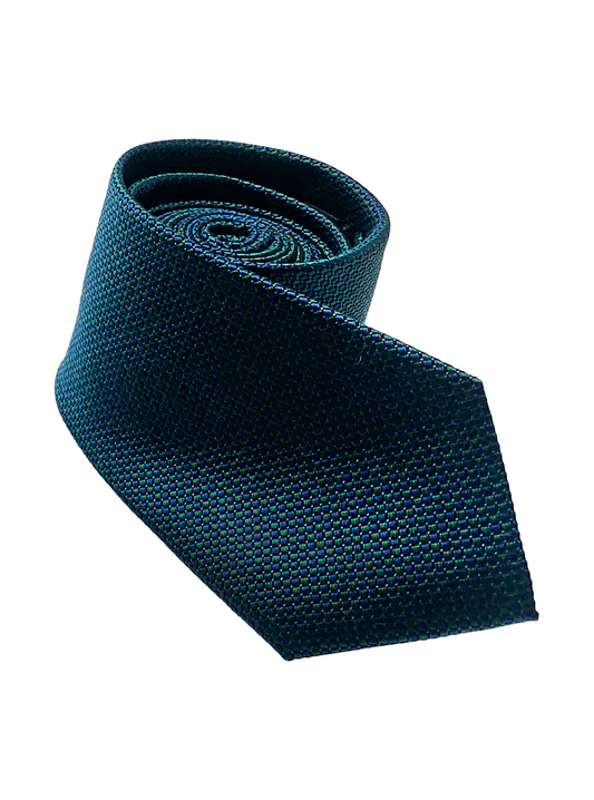 Navy Green Dot Print Silk Tie