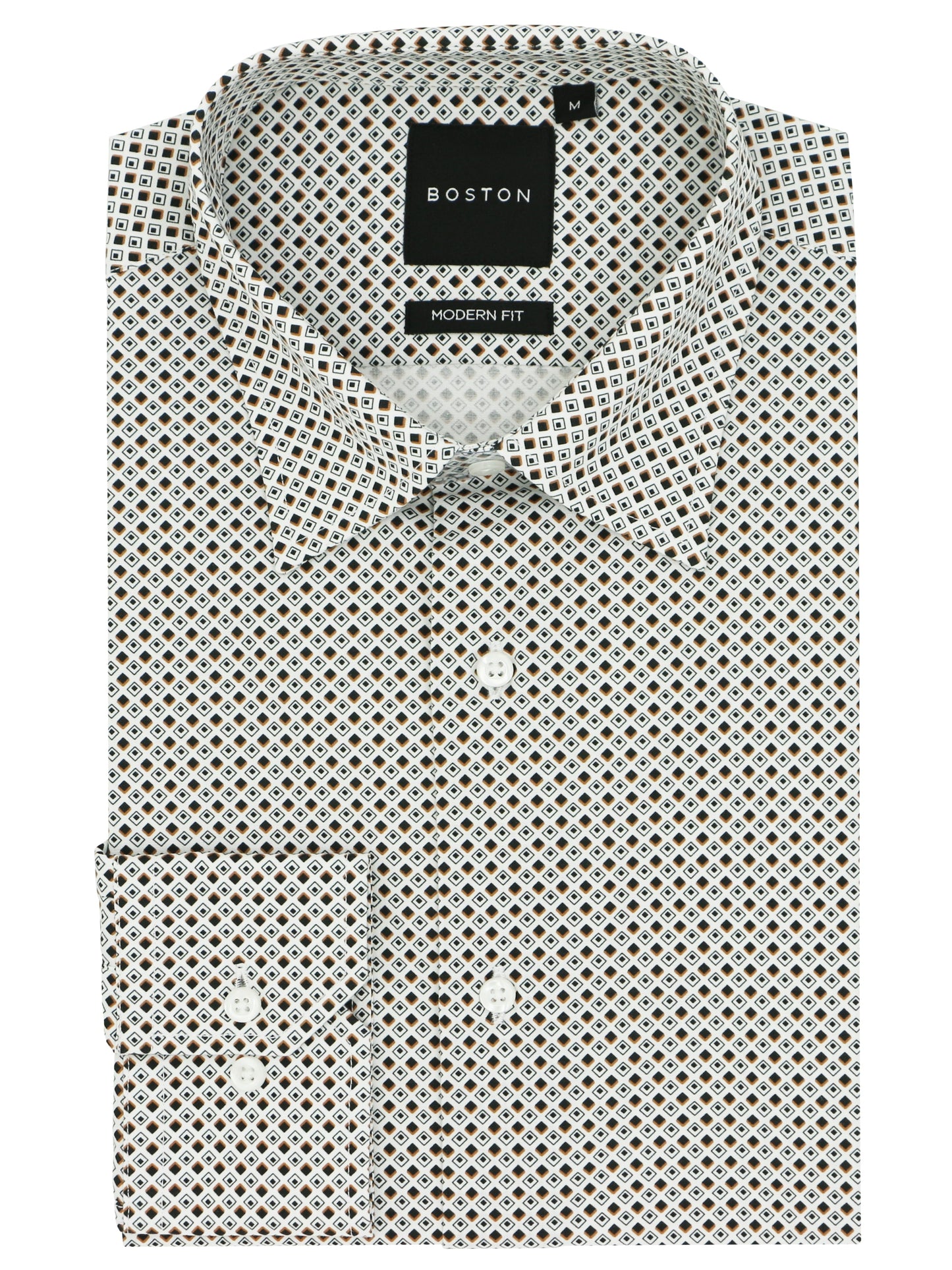 Lennox White Tile Printed Stretch Shirt