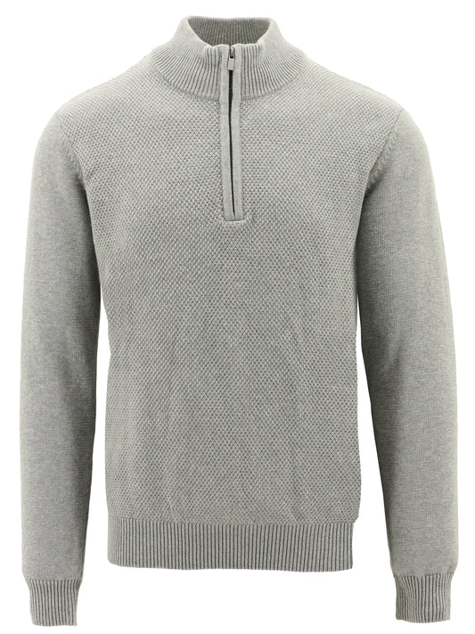 Barco Grey Quarter Zip Ribbed Knit Jumper