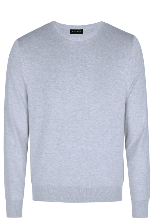 Grey Merino Wool Crew Knit Jumper
