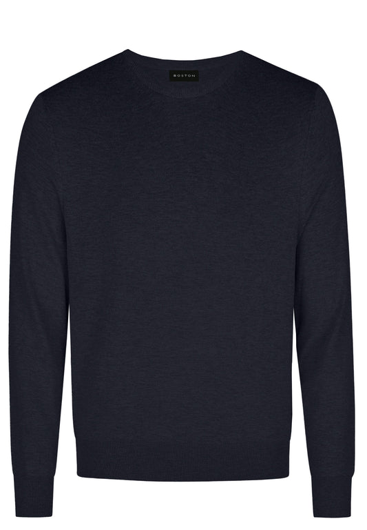 Navy Merino Wool Crew Knit Jumper