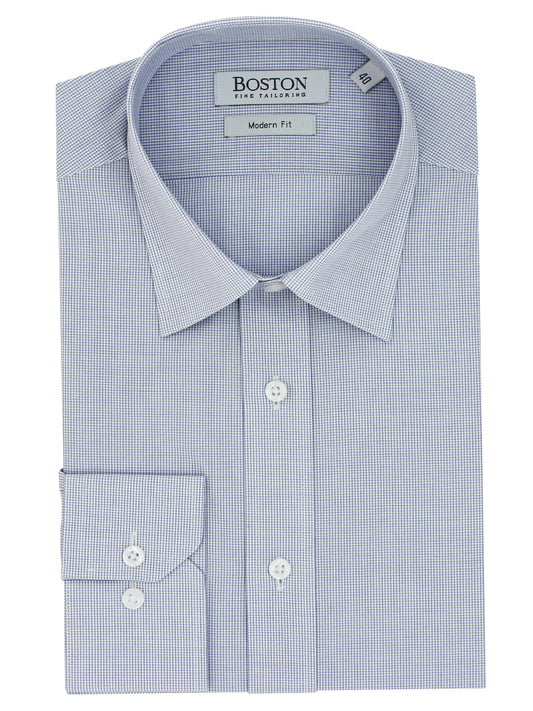 Liberty Business Blue Microchecked Cotton Shirt