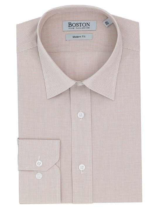 Liberty Business Brown Microchecked Cotton Shirt