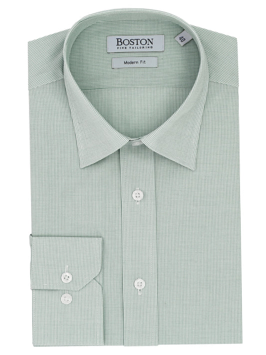 Liberty Business Green Microchecked Cotton Shirt