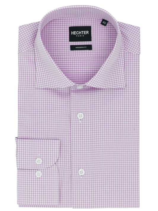 Jacque Business Lilac Microchecked Cotton Shirt