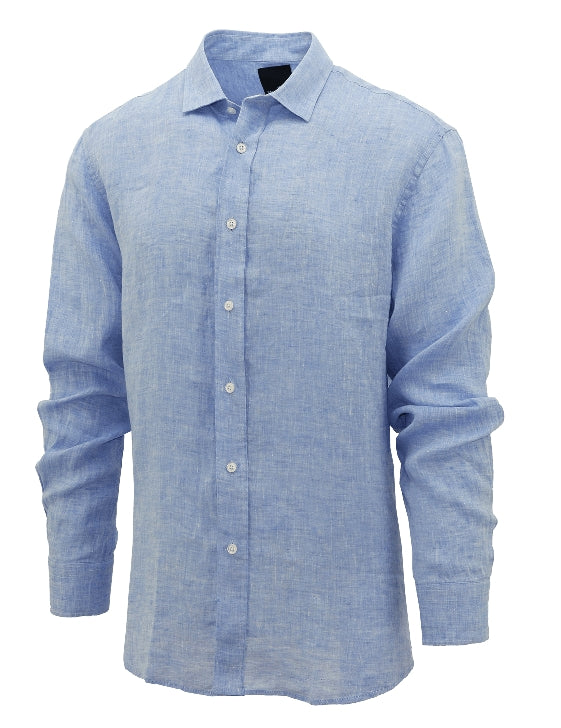Sel Blue Linen Long Sleeve Shirt