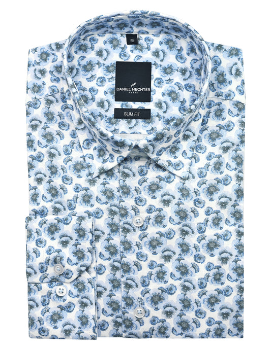 Sel Blue Floral Printed Shirt