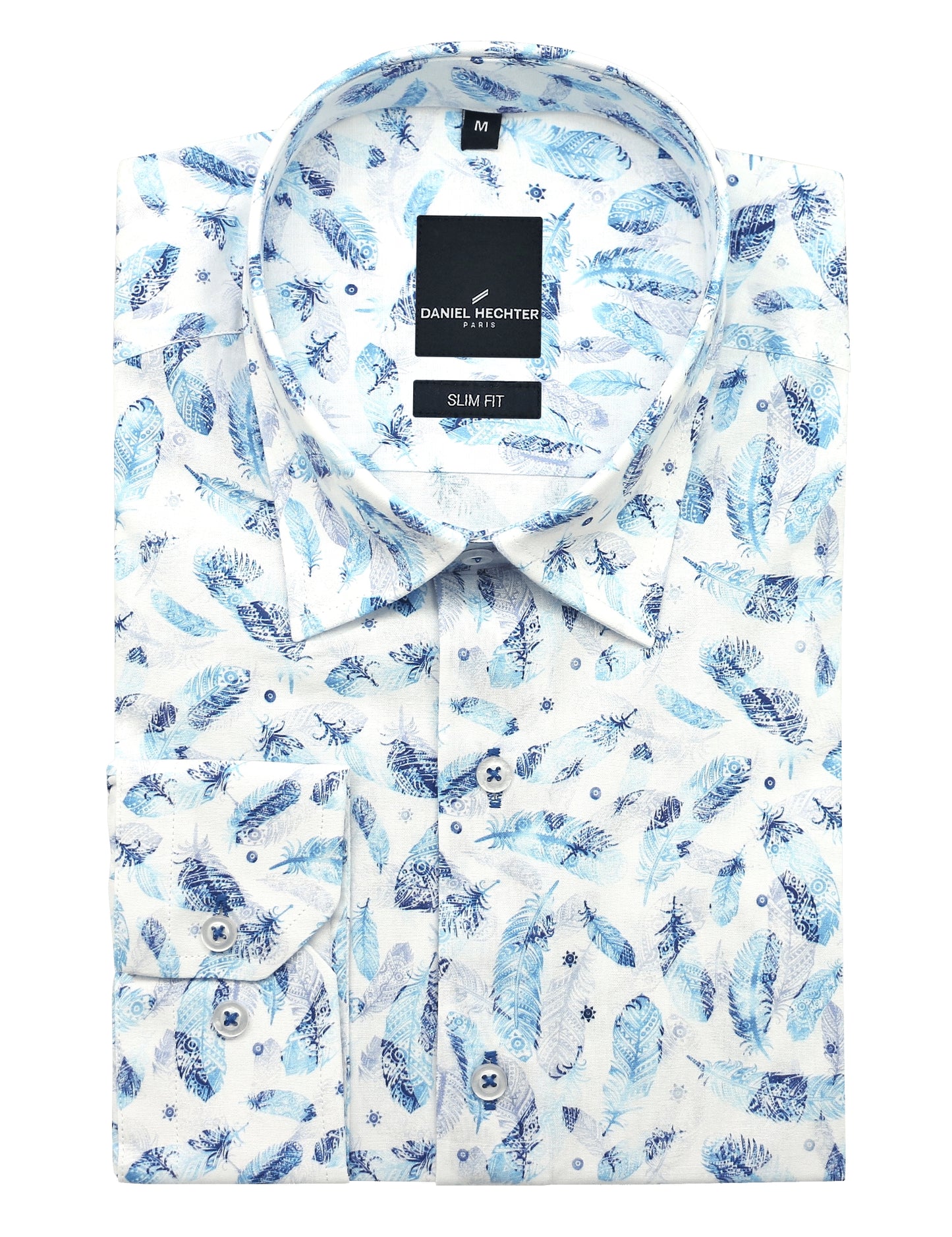 Sel Blue Feather Printed Shirt
