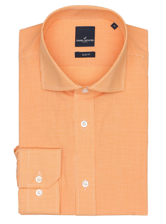Jacque Business Orange Microchecked Shirt