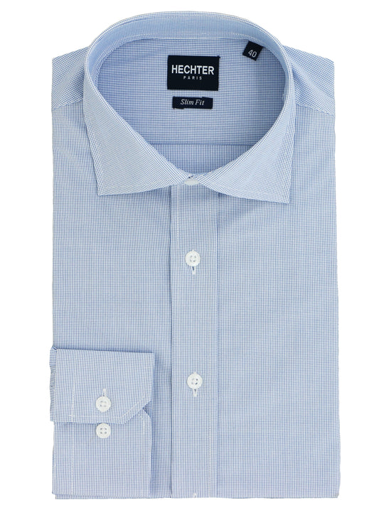Jacque Business Blue Microchecked Shirt
